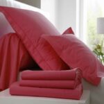Parure de lit 4 pièces en coton - rose fushia