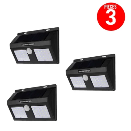Pack de 3  Lampe Solaire Murale 40 LED avec Détecteur De Mouvement