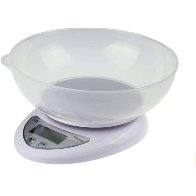 balance digitale 5 kg avec bol plastique 0.6 l Balance de cuisine digitale 5kg avec Bol – Image 1