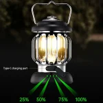 Lanterne portable rétro vintage - rechargeable, éclairage LED