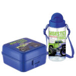 Renga Ensemble boite a goûter + bouteille d'eau en plastique alimentaire monster truck