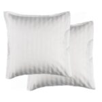 Couple de taies d‘oreiller satin à rayures couleur blanc carrés ou rectangulaires