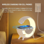Lampe LED avec haut-parleur Bluetooth et chargeur sans fil radio réveil – Image 3