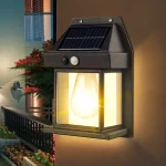 Lampe solaire en frome d’ampoule – applique solaire avec détecteur de mouvement