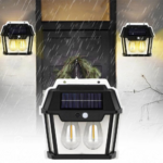 Lampe solaire double ampoule – applique solaire avec détecteur de mouvement