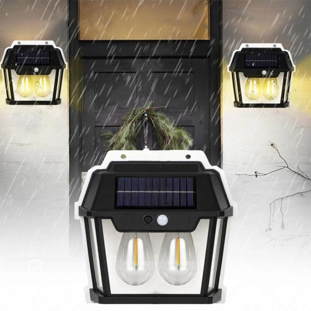 Lampe solaire double ampoule – applique solaire avec détecteur de mouvement Lampe solaire double ampoule – applique solaire avec détecteur de mouvement – Image 1