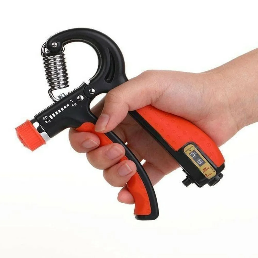 handgrip-Reglable-5-60Kg-Pince-Fitness-Exercice-de-la-Main-poignee-entrainement-du-Poignet-Augmenter-shopico tunisie-orange1 Hand grip réglable 5-60Kg avec compteur orange – Image 1