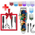 KEMEI KM-2092 Tondeuse cheveux professionnelle à graffiti pour homme sans fil +	Kit de coiffure cadeau