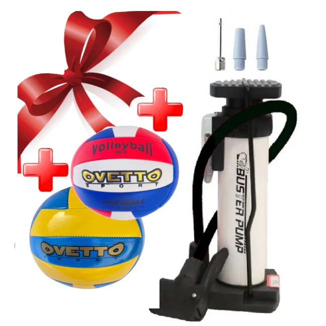 OFFRE-deux-ballons-pompe-gonfleur-shopicotunisie Pack 2 Ballons de volley-ball standard en cuir souple+ pompe – Image 1