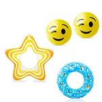 Pack plage gonflable Mini Star: 2 Ballons smiley + bouée Intex Etoile + Bouée ronde