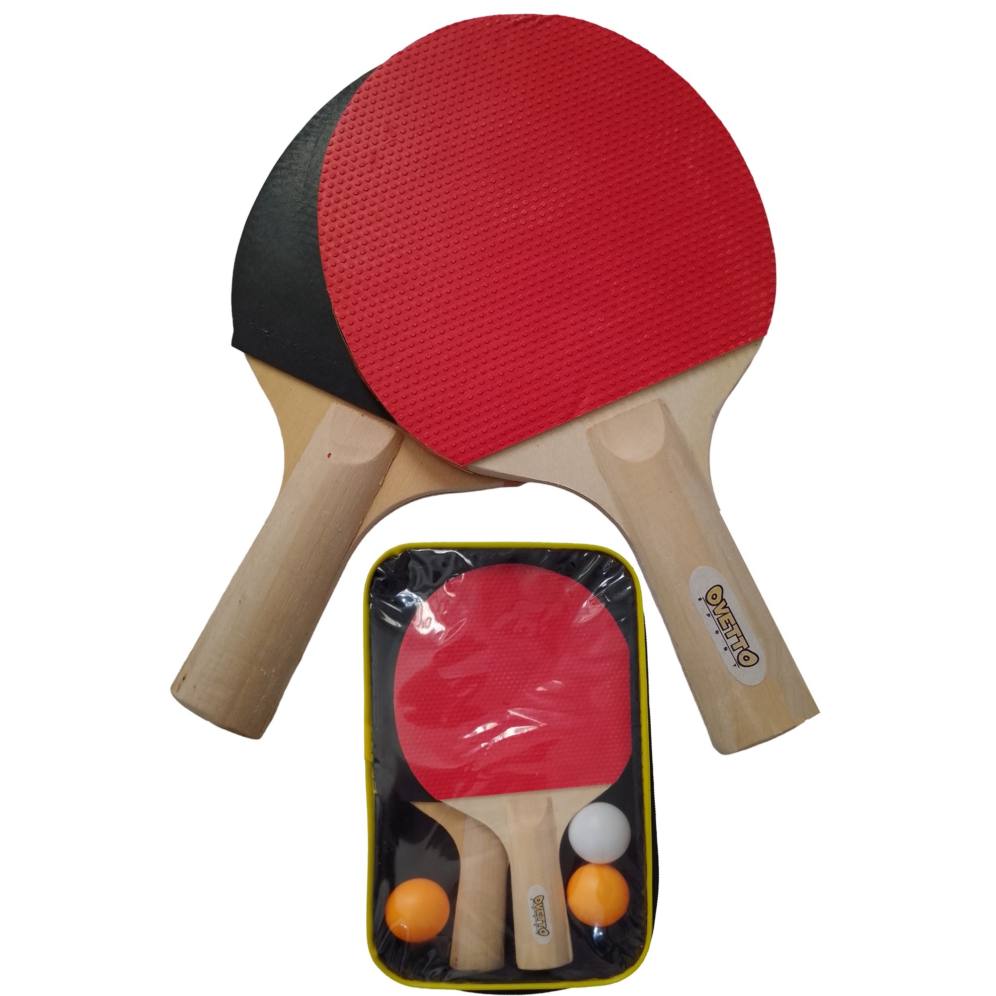 RAQUETTE-ping-pong-tennis de table-tunisie-promo-deal Lot de 2 raquettes de ping pong + 3 balles – Image 1