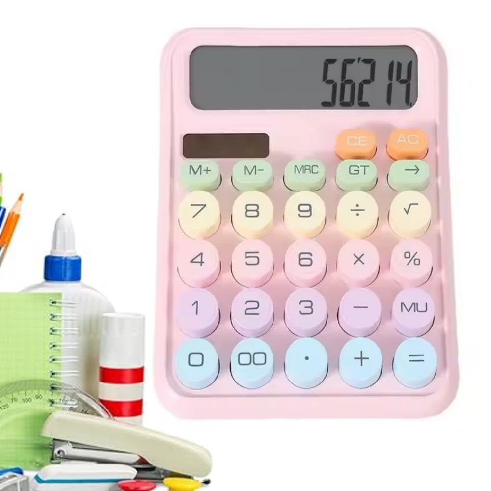 Calculatrice-bureau-12 chiffres-Design exqui-rose-cadeau_commerce-tunisie-promo-deal Calculatrice de bureau à 12 chiffres avec bouton sensible rose – Image 1
