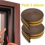 Pack 2 Joints isolant sonore et froid profil D pour fenêtre et porte Marron