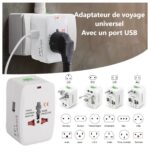 Adaptateur de voyage universel tout en un avec 1 port USB