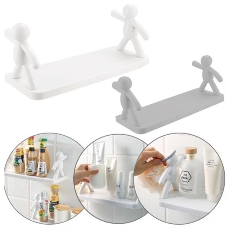 ETAGERE-plastique-support-salle-de-bain-chambre-cuisine-tunisie-shopico 10 Support organisateur de salle de bains de cuisine en plastique avec adhésif – Image 1