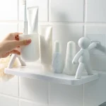 Support organisateur de salle de bains de cuisine en plastique avec adhésif – Image 6