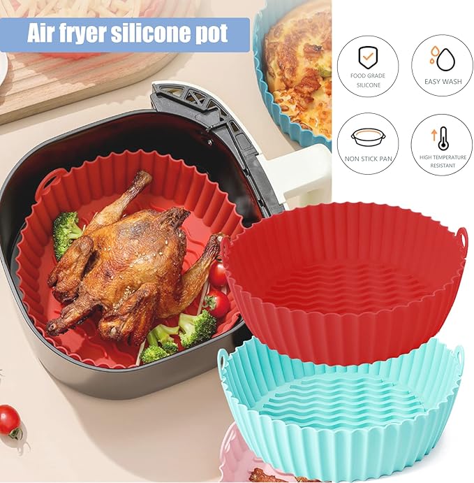 PANNIER-moule-pot-silicone-friteuse-à-air-fryer-tunisie-promo-deal Moule En Silicone ronde Réutilisable Pour Air Fryer – Image 1