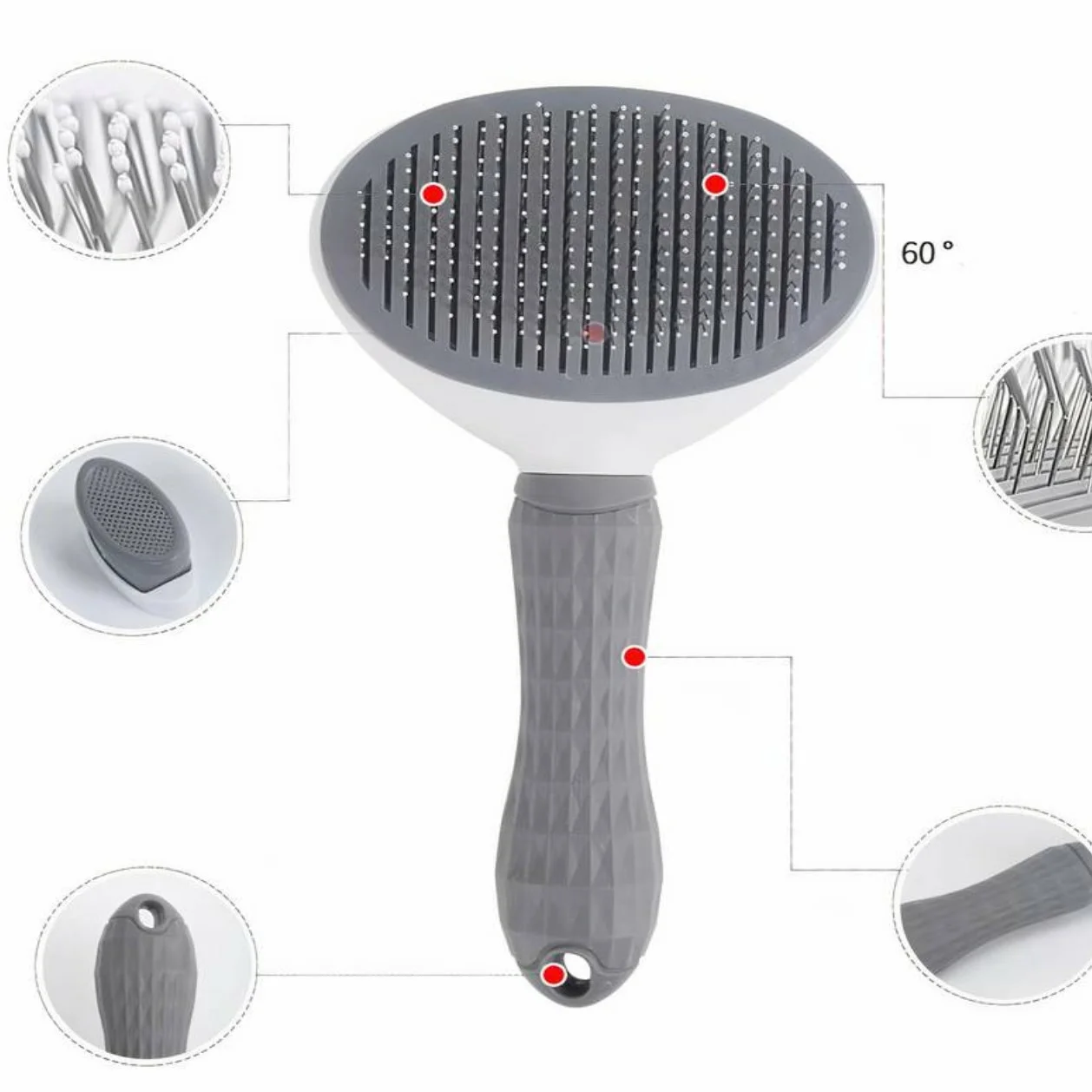 Brosse-Chat-Chien-Autonettoyante-toilettage-annimal-shopico tunisie-5 Brosse de toilettage autonettoyante pour chiens et chats – Image 1