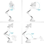 Lampe de bureau bras long pliable avec Socle- blanc – Image 3