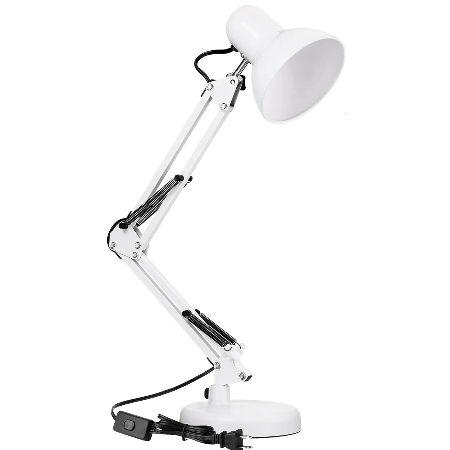 lampe-bureau-bras-long-flexible-style-americain-tunisie-shopico shop-ligne-blanc3 Lampe de bureau bras long pliable avec Socle- blanc – Image 1