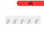 Lot de 5 Crochets Muraux Auto-Adhésifs Transparents