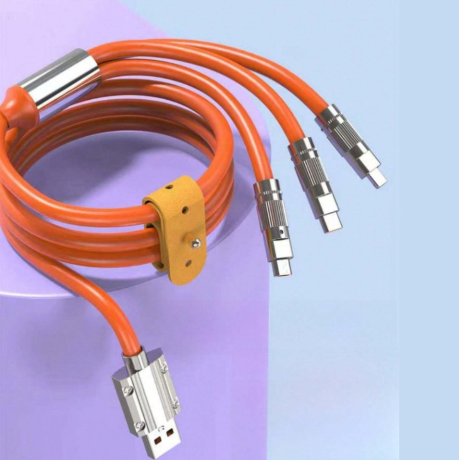 Cable-chargeur-multi-port-rapide-promo-deal-tunisie-1 Cable Chargeur Fast et Data multiport Bornes aciers120W - 1 m – Image 1