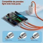 Cable Chargeur Fast et Data multiport Bornes aciers120W - 1 m – Image 3
