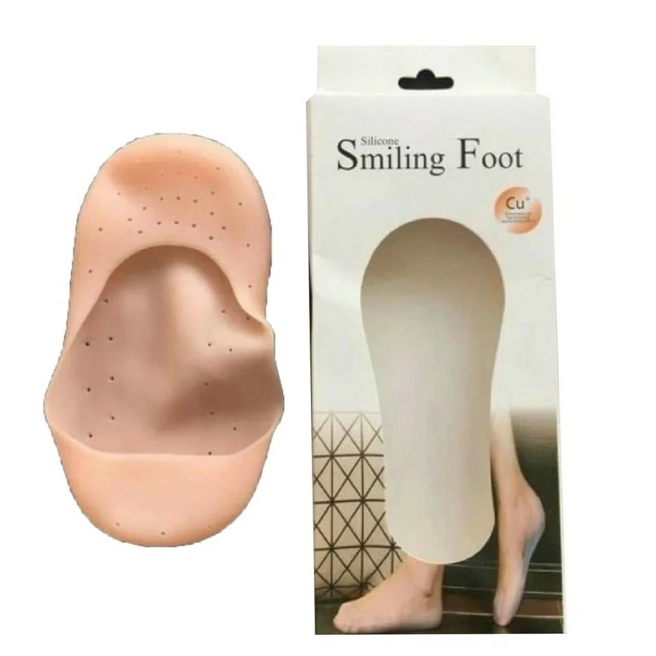 Chaussettes-silicone-Smiling-Foot-hydrate-pied-adoucie-peau-shopico tunisie-2 Paire Chaussettes en silicone Smiling Foot – Image 1