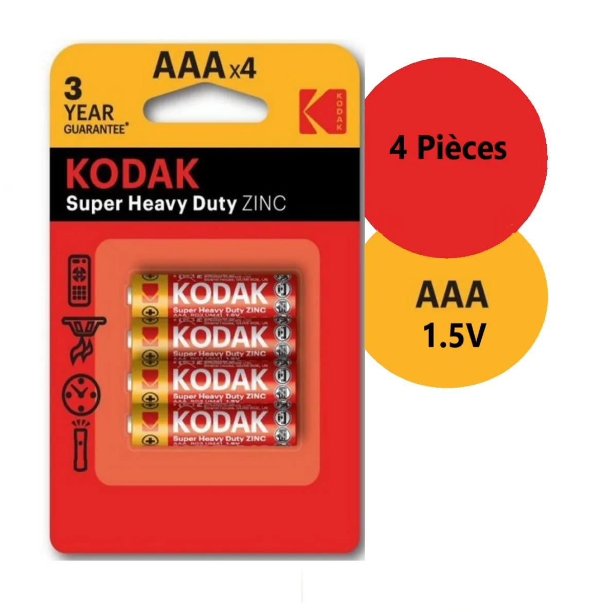 KODAK-Pile-AAA-1.5V-Zinc-Lot-4-Piles-Tunisie shopico - Lot de 4 Piles AAA 1.5V KODAK Zinc – Image 1