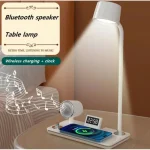 Lampe Veilleuse tactile avec horloge, chargeur sans fil et Bluetooth – Image 3