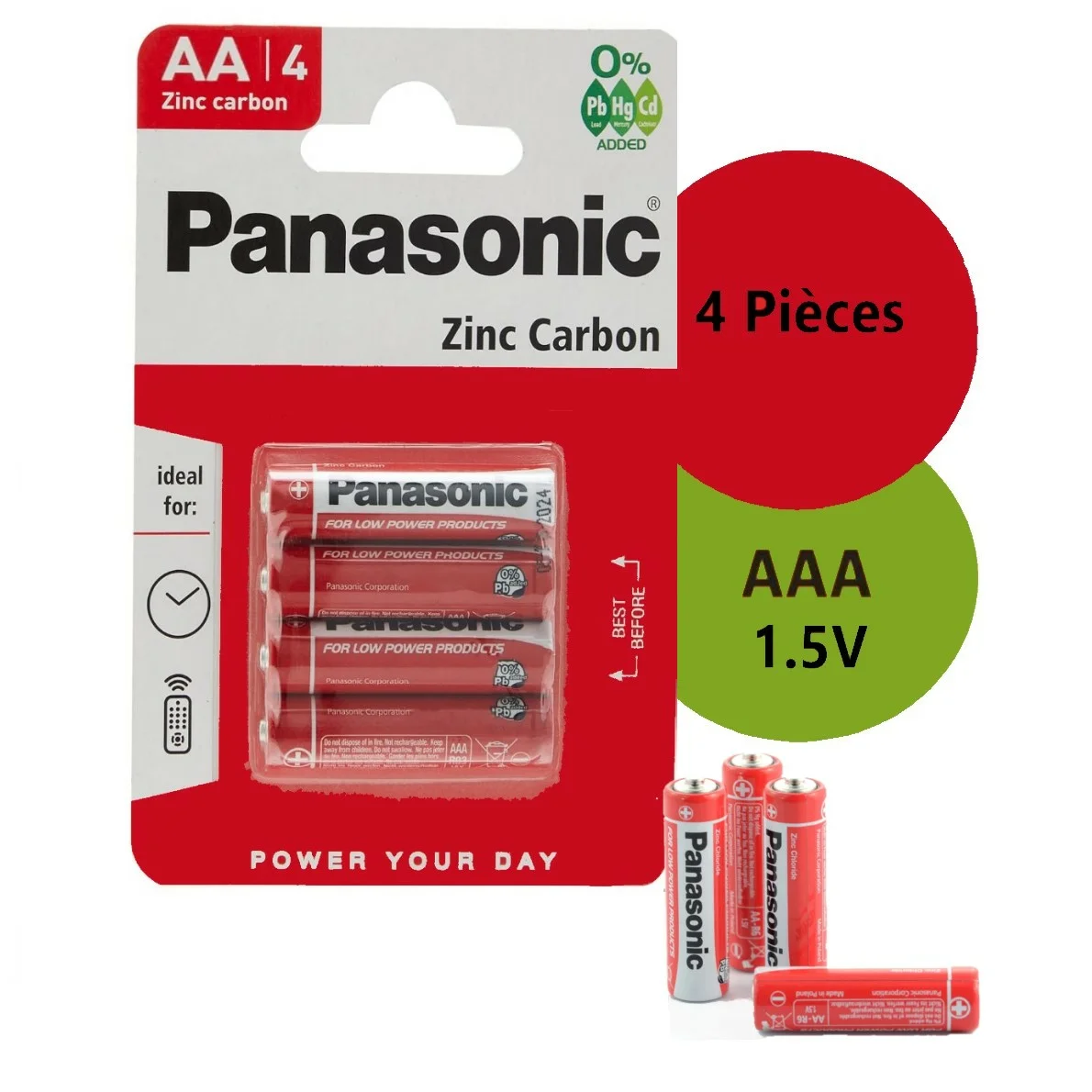 Panasonic-Pile-AA-1.5V-Zinc-Lot-4-Piles-Tunisie-shopico Lot 4 Piles AA, R6, 1,5 V Panasonic – Image 1