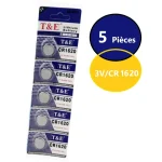 Lot de 5 Piles 3V Pile Bouton au Lithium CR1620