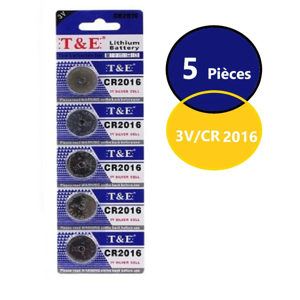 Piles-CR2016-3V-batterie-jetable-montreTunisie-shopico gris Lot de 5 Piles 3V Pile Bouton au Lithium CR2016 – Image 1