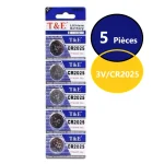 Lot de 5 Piles 3V Pile Bouton au Lithium CR2025