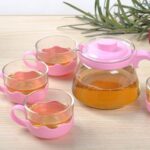 Service théière avec 4 tasses en verre -ROSE – Image 2