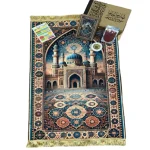 Coffret cadeau tapis prière Coran recouvert de velours  modèle 6
