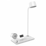 Lampe Veilleuse tactile avec horloge, chargeur sans fil et Bluetooth