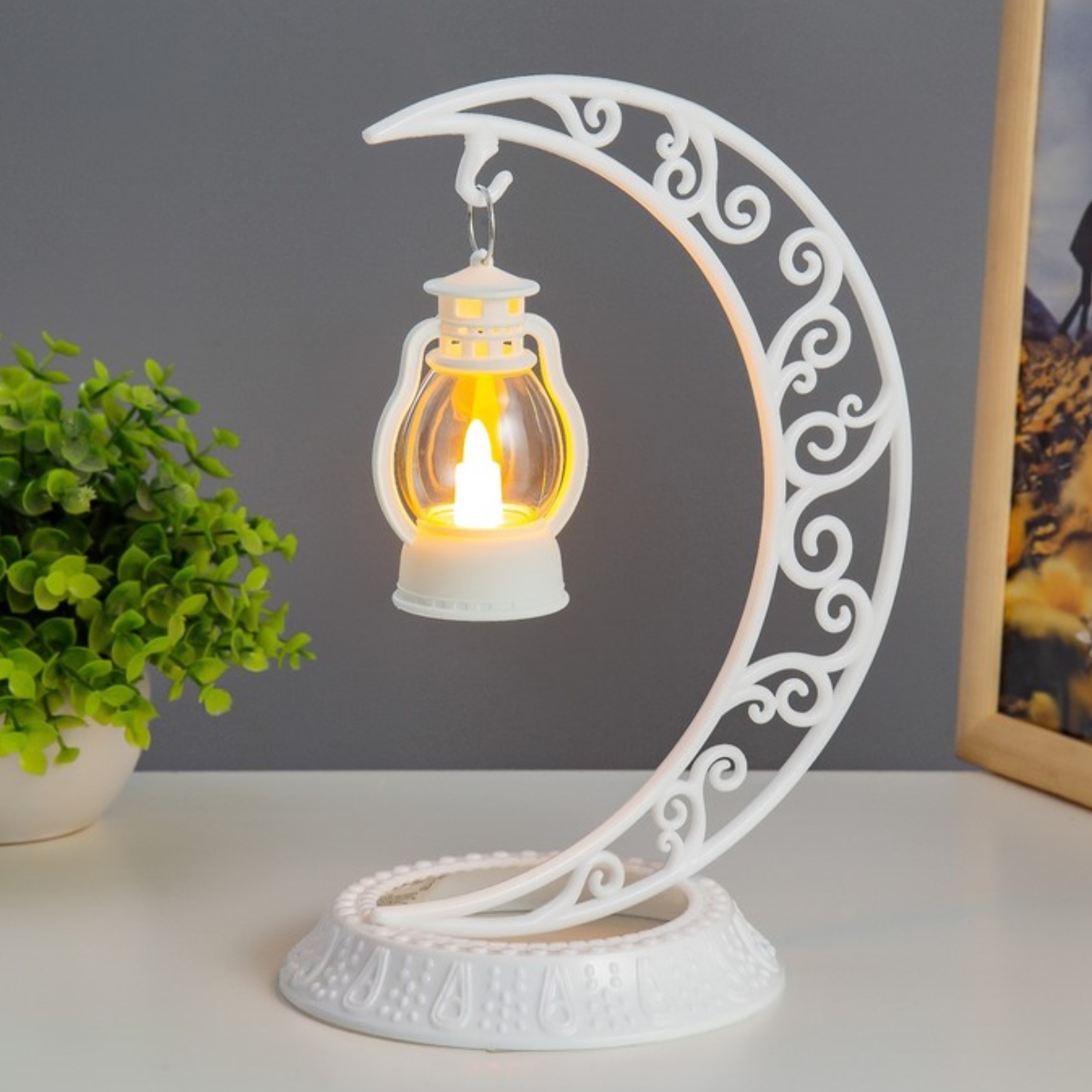lanterne-decor-ramadan-plastique-Led-fanous-promo-deal-tunisie-2 Lanterne en plastique Blancs -PM – Image 1