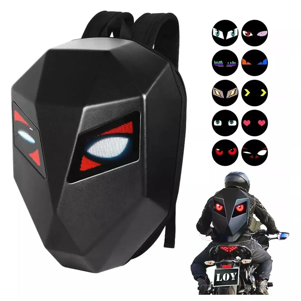 sac-a-dos-moto-led-coque-sport-impemeable-tunisie-shopico Copie Sac à dos à coque rigide avec yeux Iron Man – Image 1