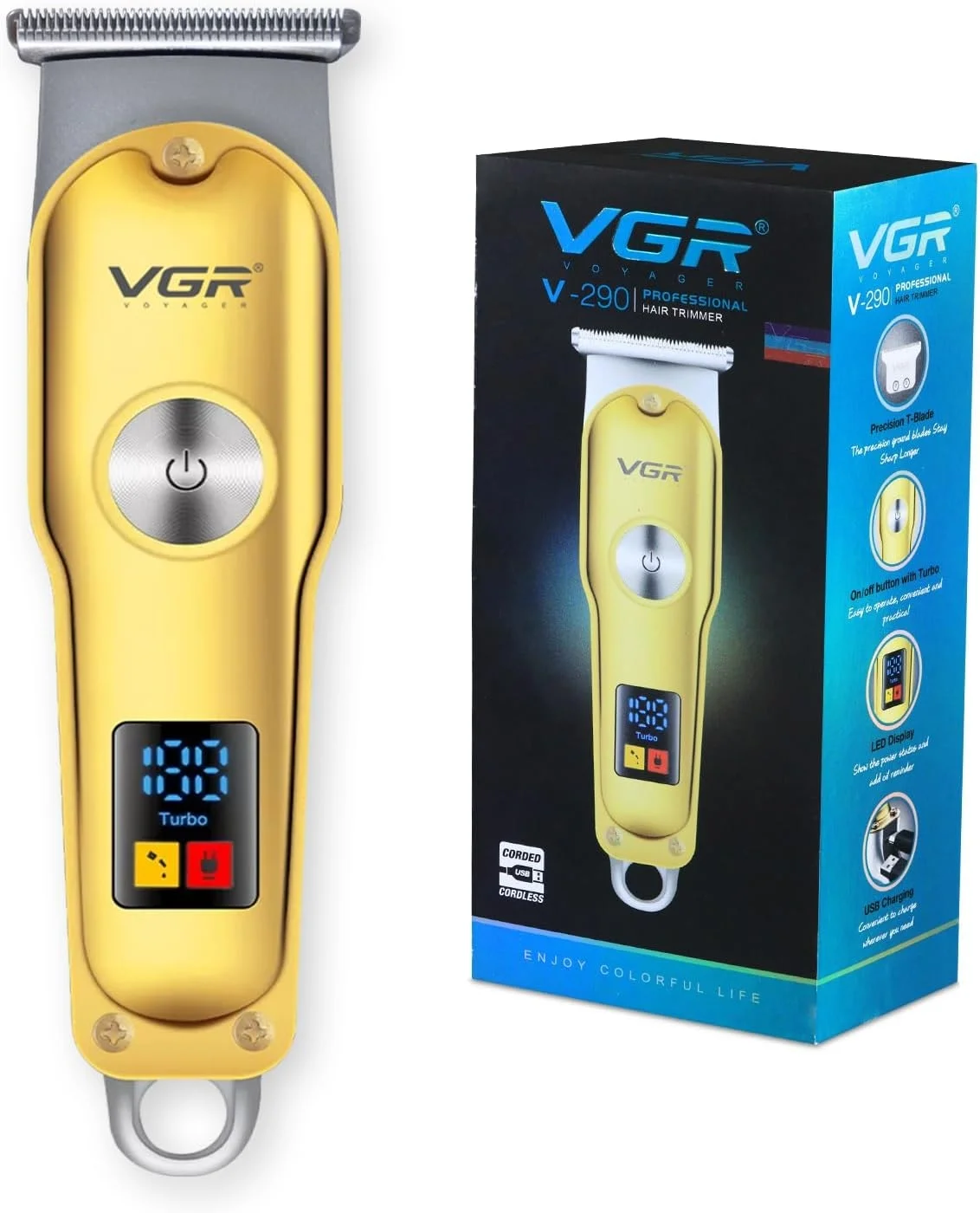 tondeuse-vgr-290-tunisie shopico Tondeuse à Cheveux Electrique Professionnel VGR V-290 Gold – Image 1