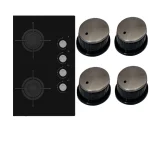 Ensemble de 4 boutons de plaque de cuisson- noir silver