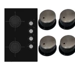 Lot de 4 Boutons Universels pour Cuisinière à Gaz- noir silver