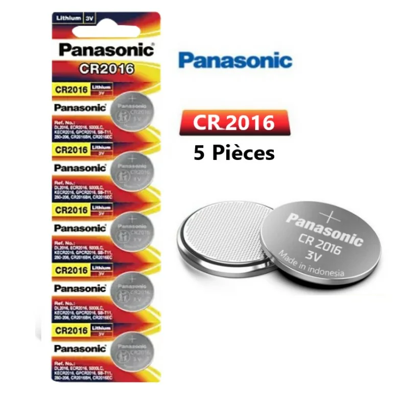Panasonic-CR2016-3-Volt-Lithium-Coin-Battery-50-Batteries-tunisie-shopico Lot de 5 piles au lithium 3 V Panasonic CR2016 – Image 1