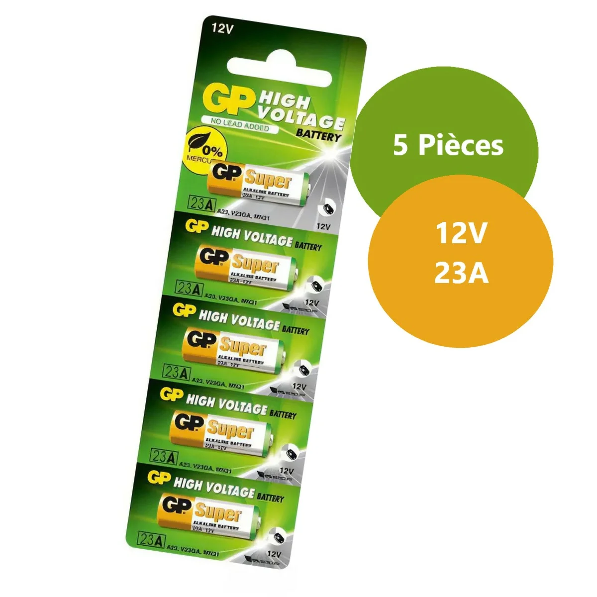Piles-alcalines-23a-5-haute-tension-Gp-Super-Tunisie-shopico lot 5Piles alcalines 27A 12V haute tension Gp Super – Image 1
