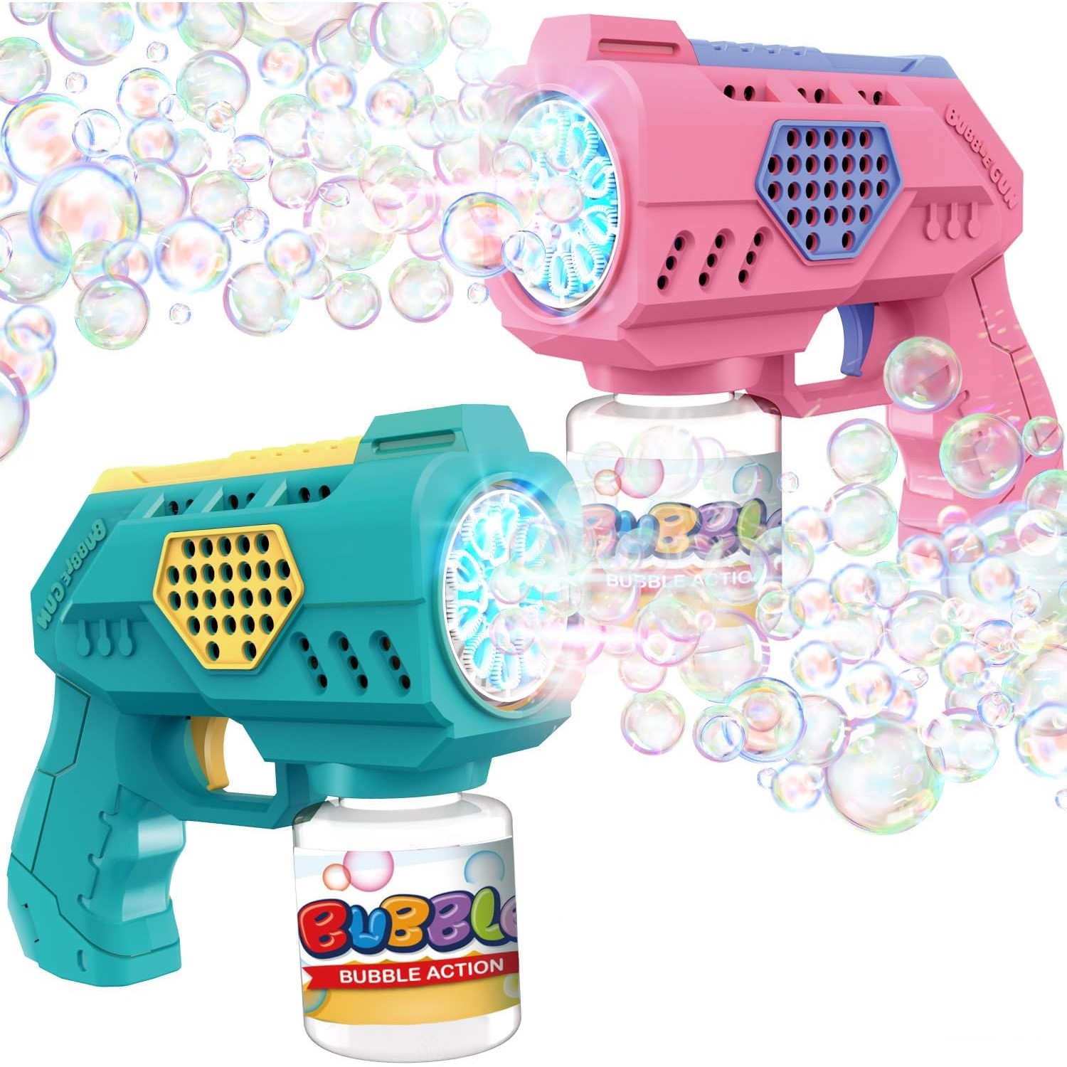 Pistolet-bulles-Bombble-enfants-cadeau-enfants-10 000bulles-jouet-anniversaire-fête,-rose-vert-promodela-tunisie-2 Pistolet à bulles automatique avec Réservoir – Image 1