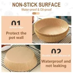 lot de 100pièces papier cuisson 20 cm pour Air-fryer – Image 2