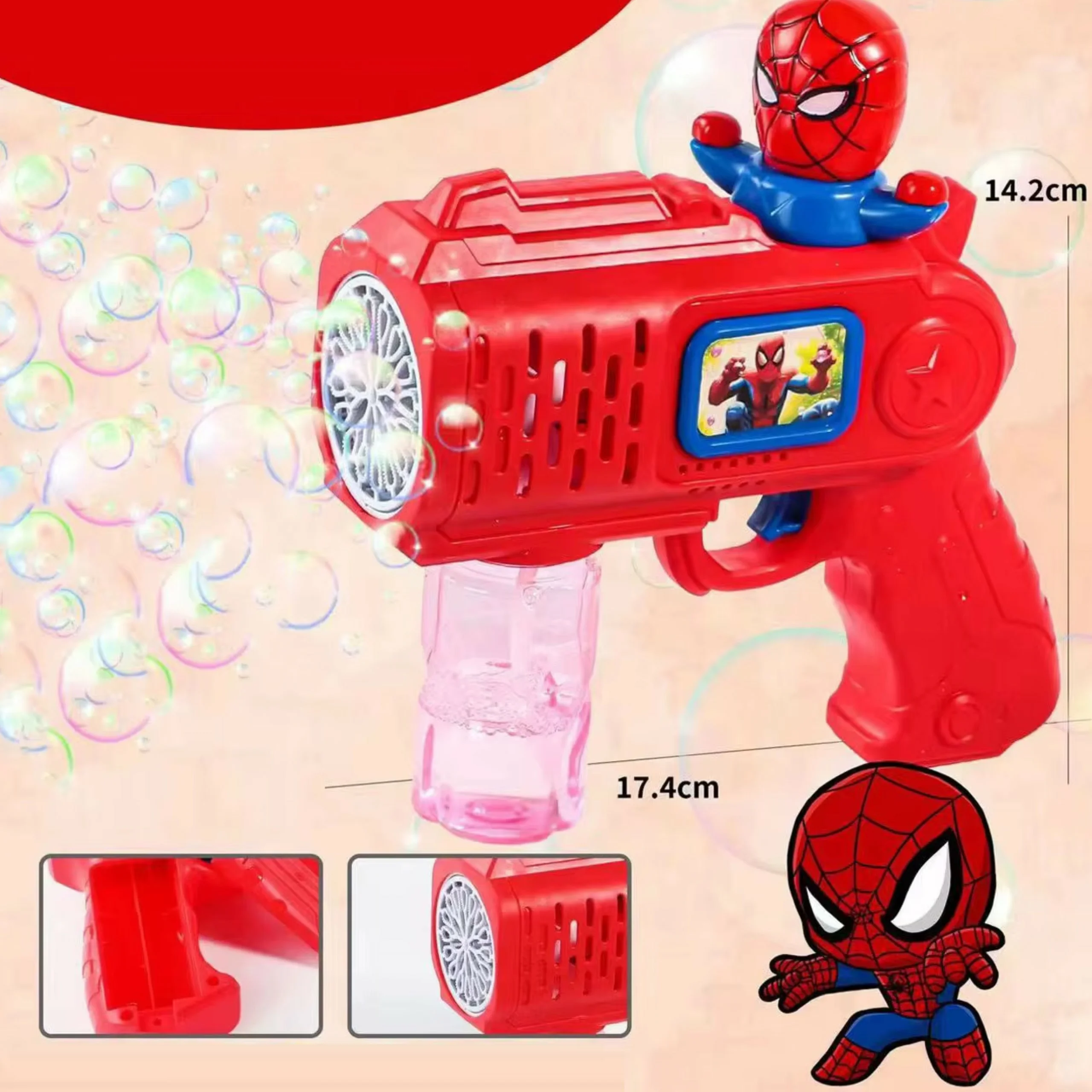 jouet-enfant-pistolet-bulles-cadeau-filles-garcons-jeu-ete-shopico tunisie- Pistolet à bulles pour garçon modèle Spider man – Image 1