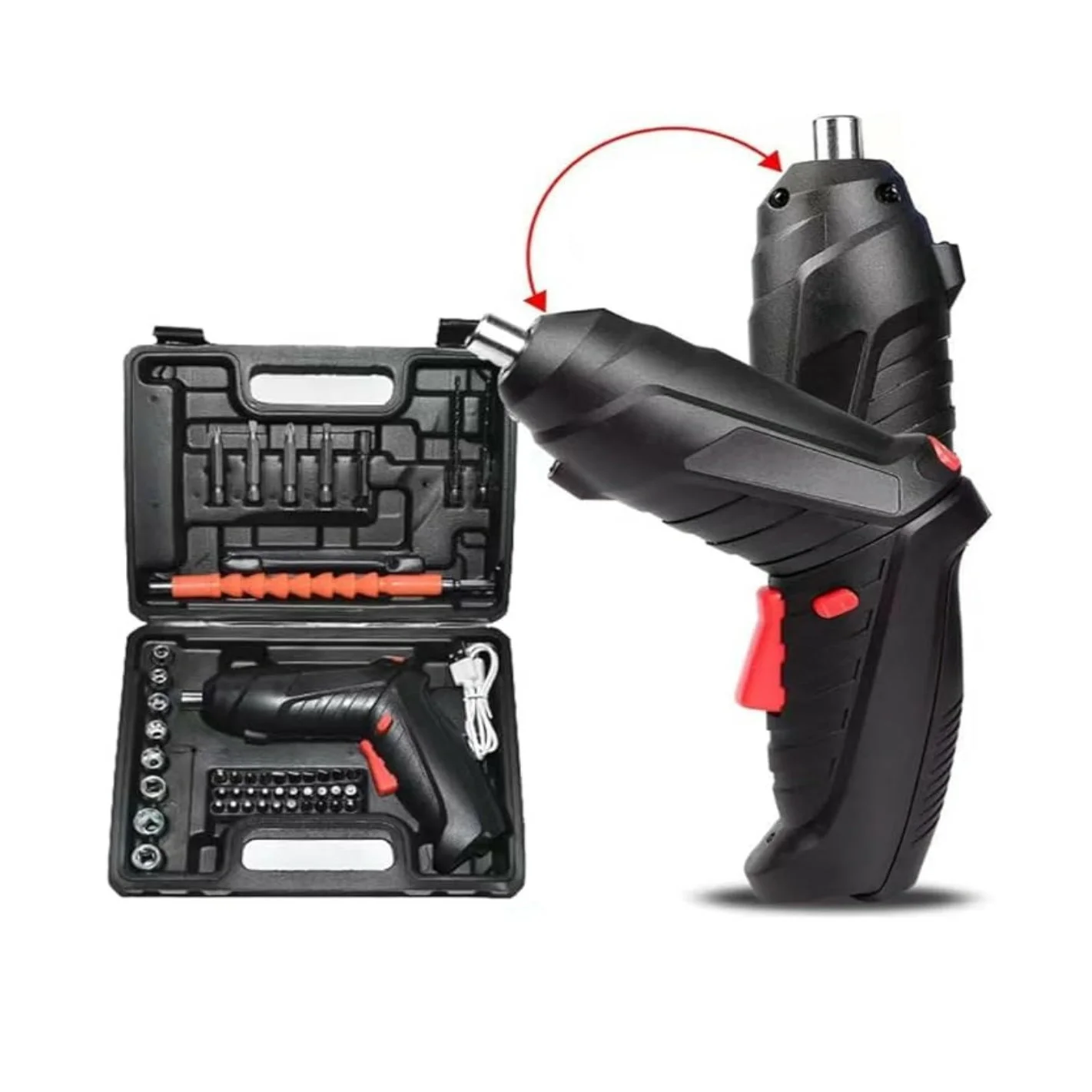 tournevis-electrique-portable-batterie36V-46embouts-poignee-visseuse-shopico tunise-5 Kit de tournevis électrique portable 46 embouts – Image 1
