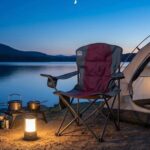 Chaise de camping Grand modèle pliantes avec porte-gobelet à dossier haut