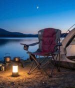 Chaise de camping Grand modèle pliantes avec porte-gobelet à dossier haut